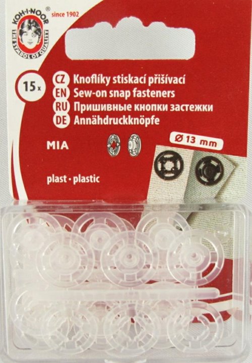 Zatrzaski plast. 5 (13mm) kol. Transpare