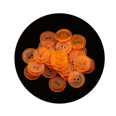 Guziki 20mm/250szt przeźroczysty pomarańczowy 32 obwódka k.0001