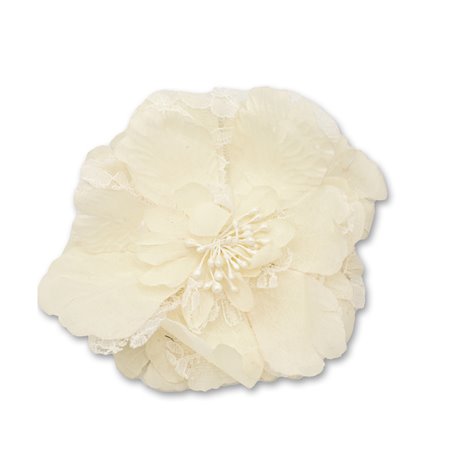 Broszka kwiat koronka 10cm biały KDO-009