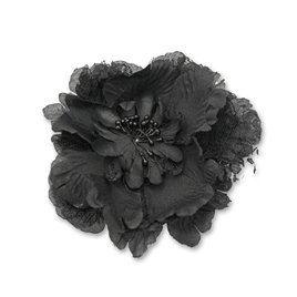 Broszka kwiat koronka 10cm czarny KDO-009