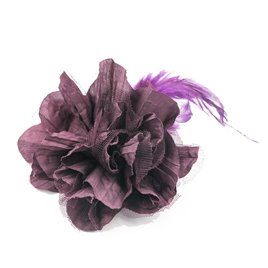Broszka kwiat piórka 10cm ciemny fiolet KDO-04