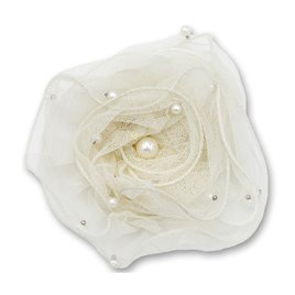 Broszka kwiat perła 11,5cm ecru KDO-154